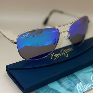 CLIFF HOUSE ~ Maui Jim ~ Titanium/Polarized Aviator Sunglasses ~NEW